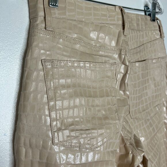 Topshop Crocodile Print Pants Women's Size 28 Beige Faux Leather High Rise NEW - Picture 7 of 10